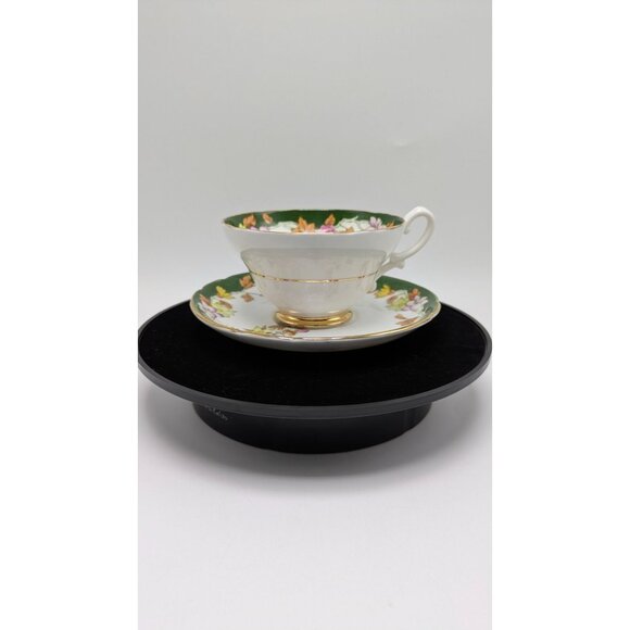 Stanley Bone China Pink Green Floral Wide Mouth Tea Cup Saucer Gold Trim Vintage - Picture 13 of 17